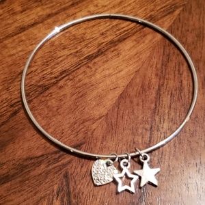 Stars and heart bangle bracelet